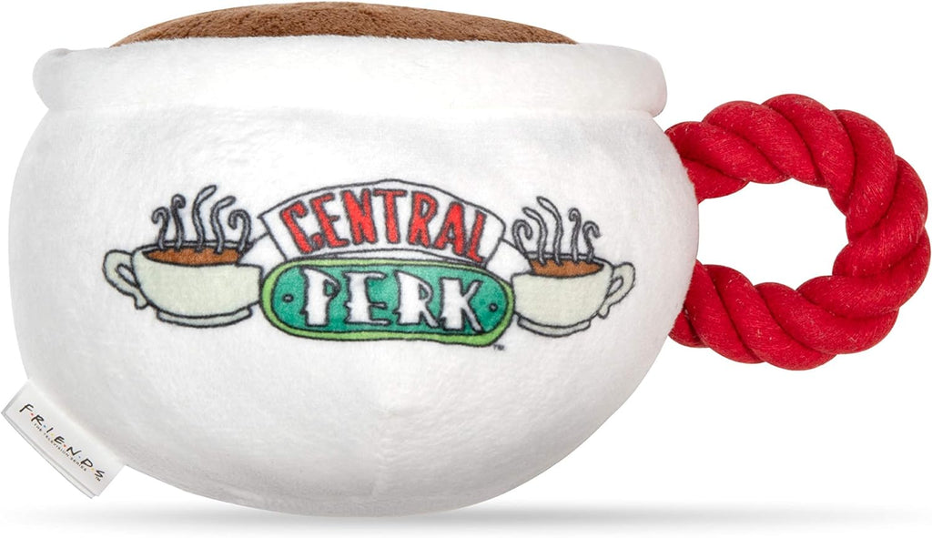 Central Perk Coffee Mug Plush Dog Toy with Rope Handle | Soft Squeaky Toy for Dogs | Stuffed Dog Toy with Squeaker for Enhanced Playtime, Friends Collectible