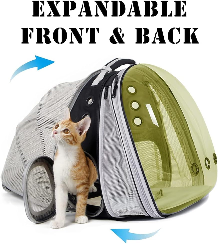 Expandable Polarized Cat Backpack Carrier for Pets up to 20 lbs - Versatile Front and Back Space Capsule Design for Cats and Small Dogs, Ideal for Hiking and Travel
