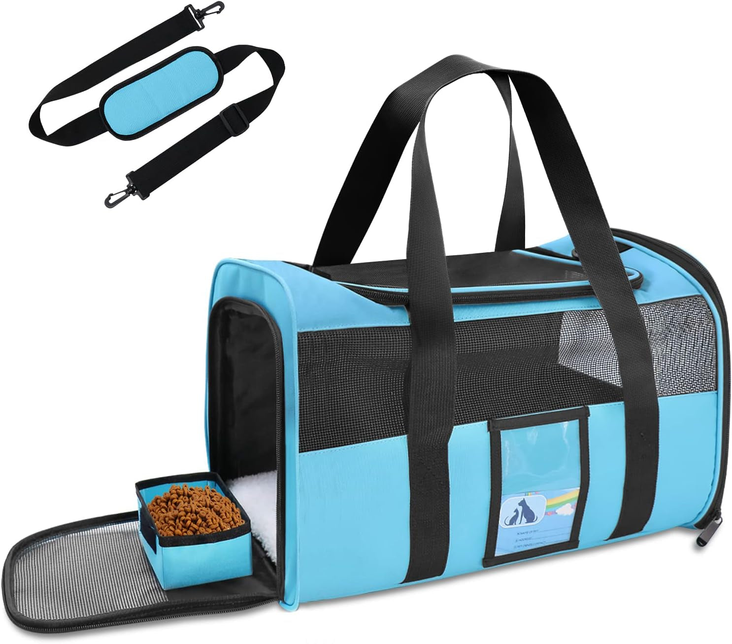 Airline-Approved Pet Carrier for Medium and Small Cats and Dogs, Soft TSA-Compliant Carrier for Pets Up to 15 lbs, Black