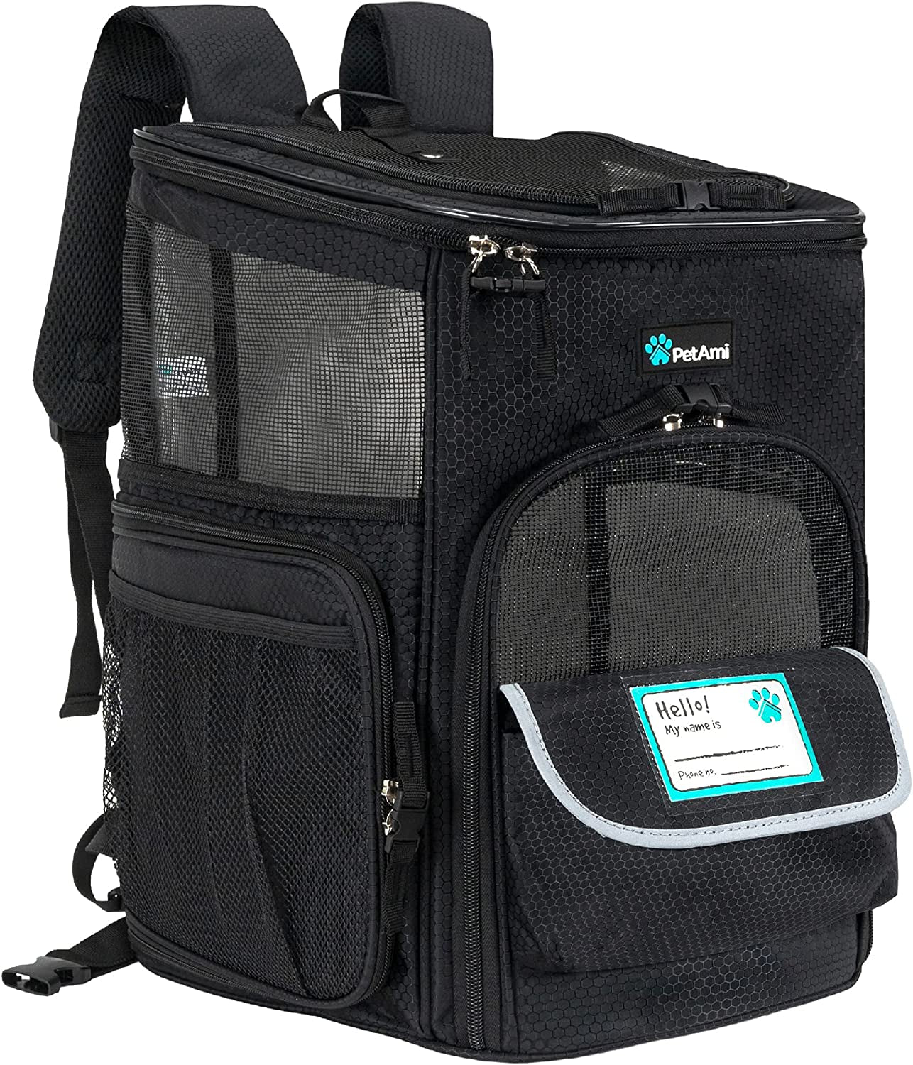 Airline Approved Dog and Cat Backpack Carrier with 4-Way Entry, Ventilated Mesh Design, Collapsible for Small Pets up to 18 lbs, Ideal for Hiking and Travel, Charcoal Gray