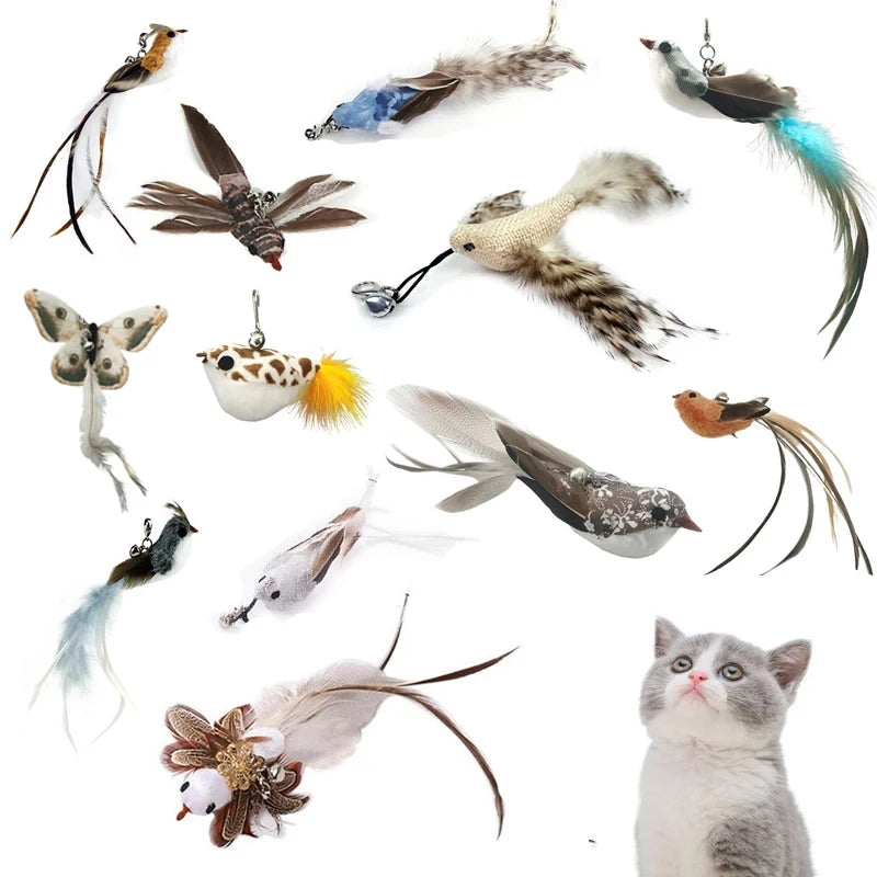 Interactive Cat Wand Toy with Feather and Bell Accessories - Engaging Hunting Teaser for Cats and Kittens