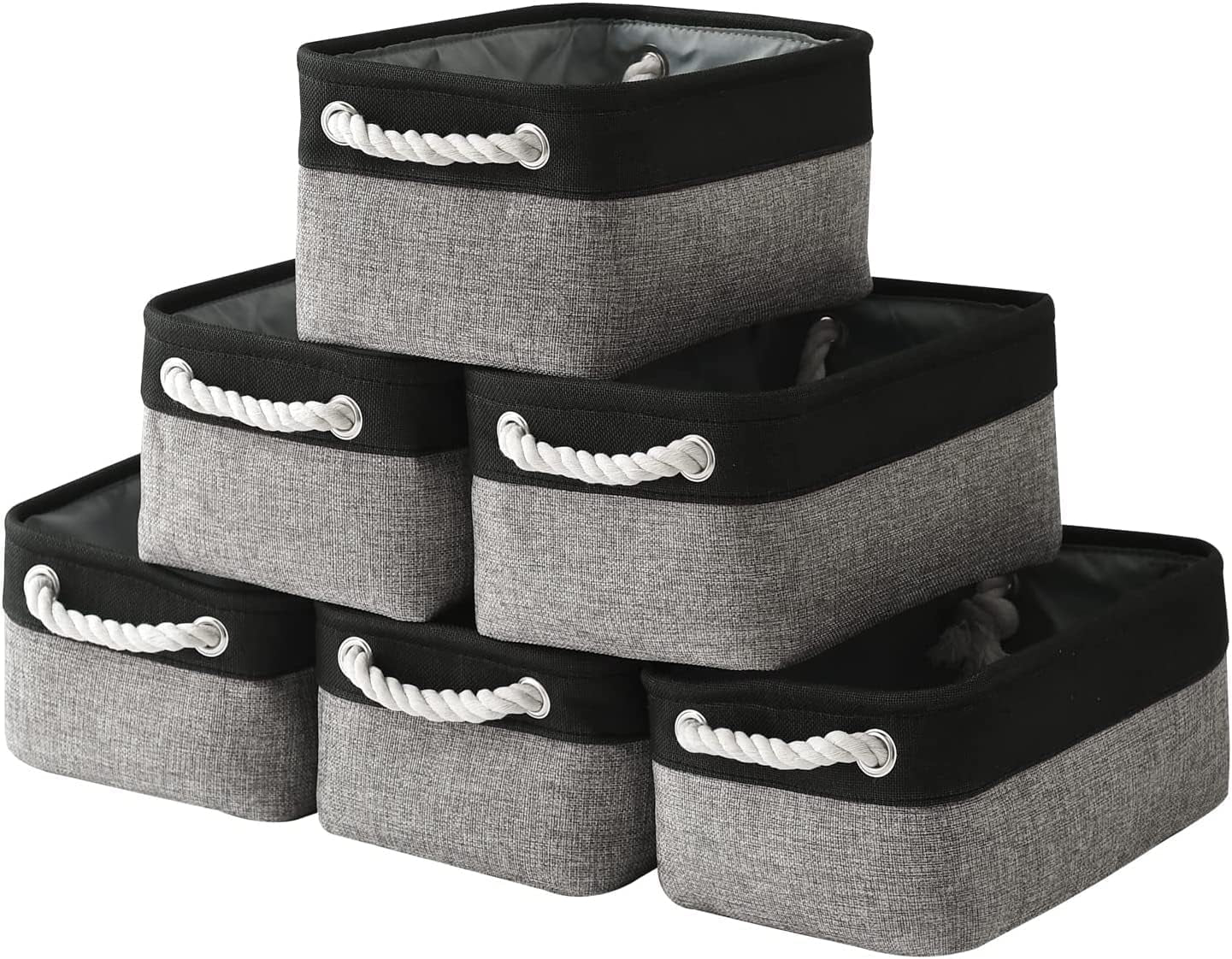 Large Collapsible Storage Bins - 3 Pack 14x10x7 Inch Fabric Organizers for Closet, Shelf, and Toy Storage (Grey & Gold)
