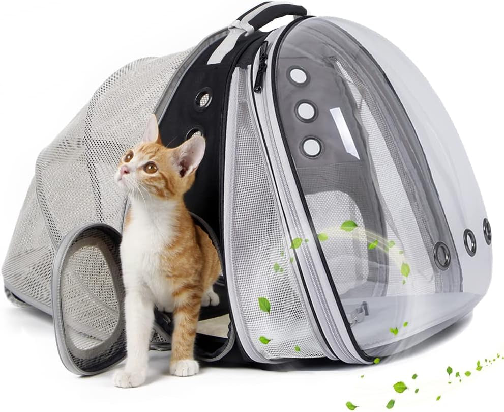Expandable Polarized Cat Backpack Carrier for Pets up to 20 lbs - Versatile Front and Back Space Capsule Design for Cats and Small Dogs, Ideal for Hiking and Travel