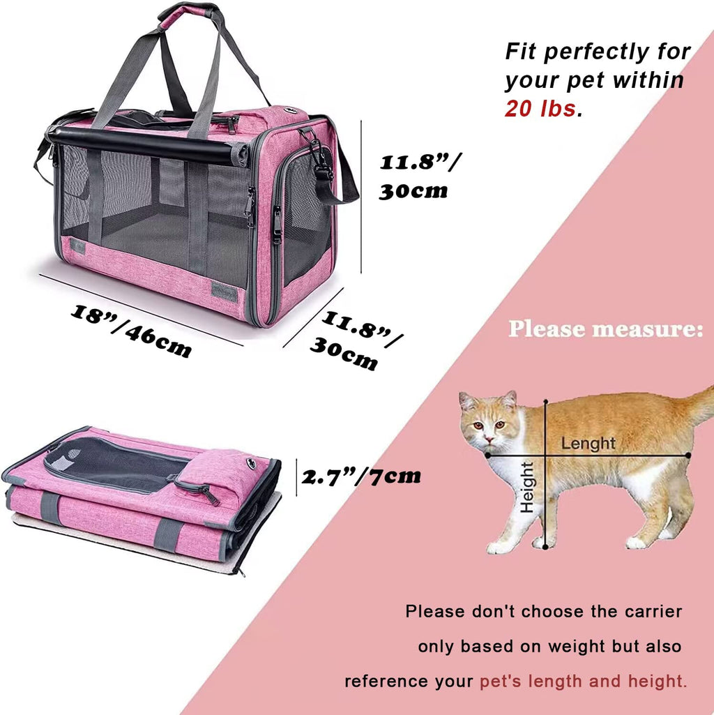 Premium Soft-Sided Pet Carrier for Large and Medium Cats and Puppies, Ideal for Travel with Privacy Protection
