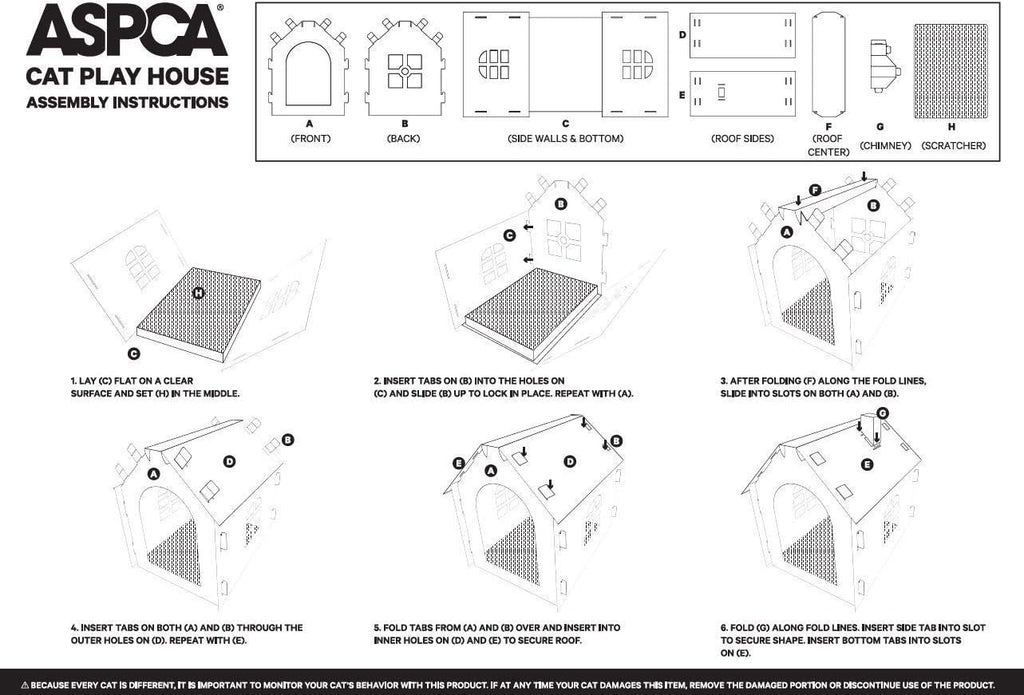 Cardboard Cat House Hideaway Playhouse with Integrated Scratching Pad - Dimensions: 19" L x 13" W x 17" H