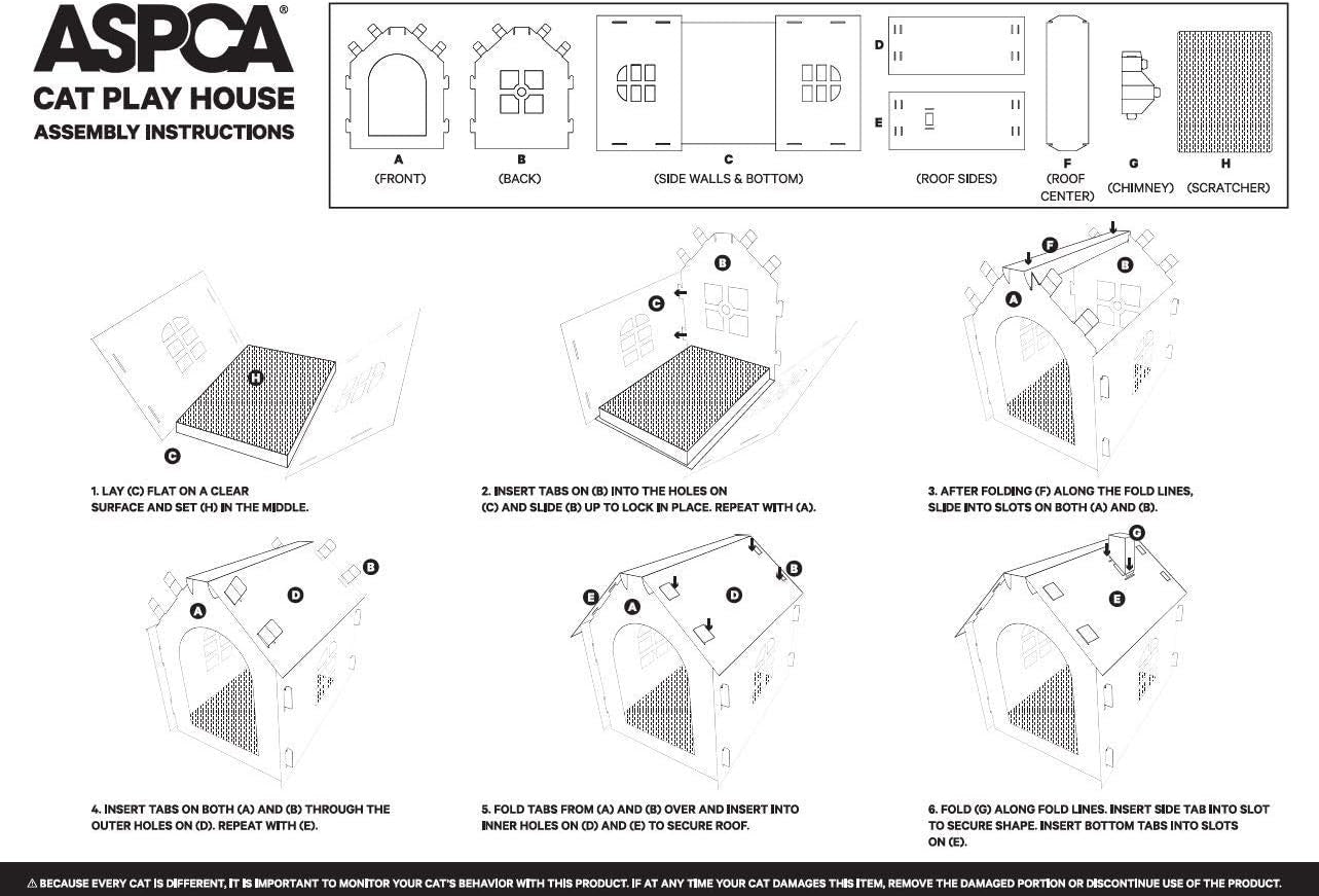 Cardboard Cat House Hideaway Playhouse with Integrated Scratching Pad - Dimensions: 19" L x 13" W x 17" H