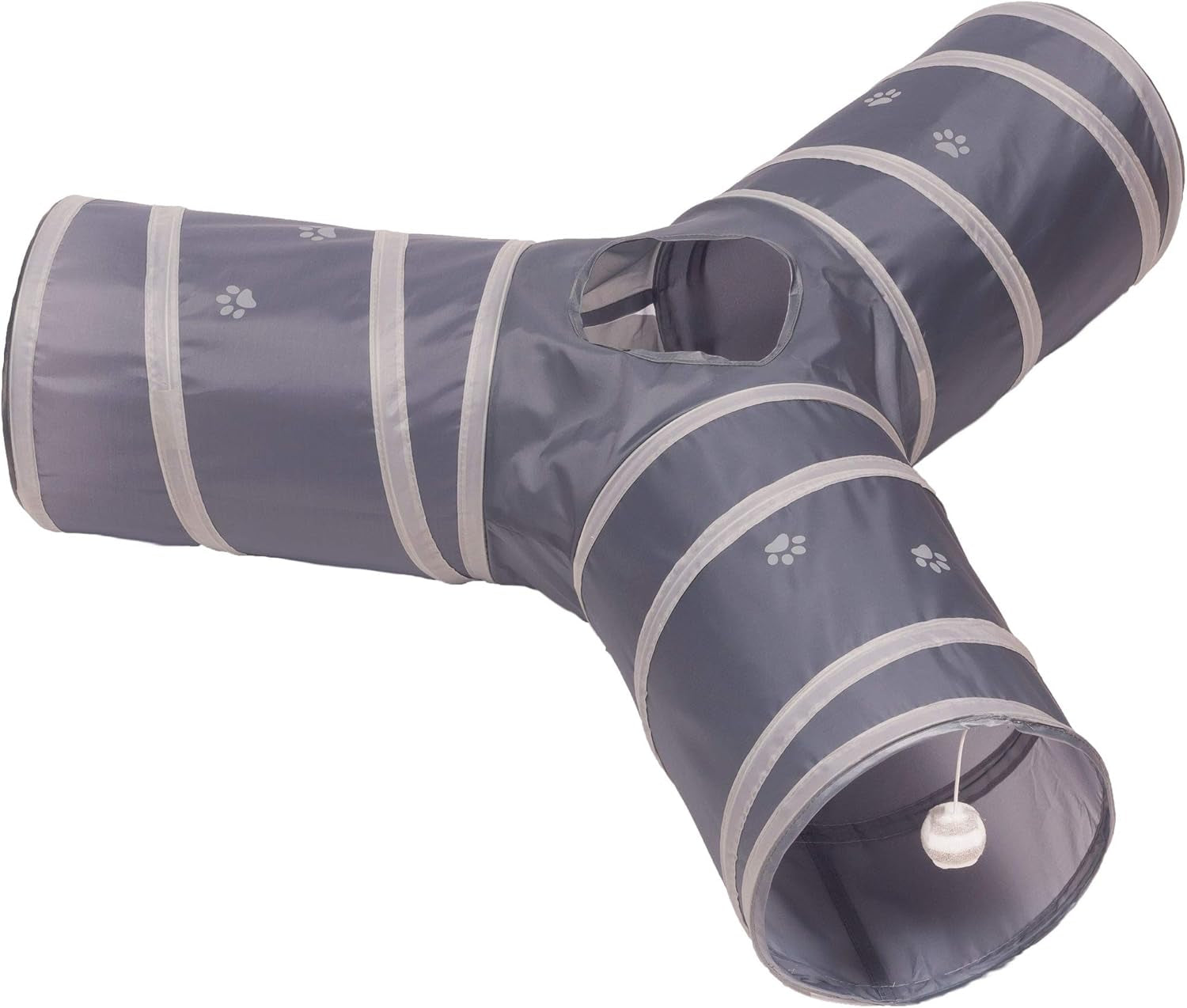 Collapsible 3-Way Cat Tunnel Play Toy - Versatile Tube for Kittens, Rabbits, and Dogs - Black/Aqua