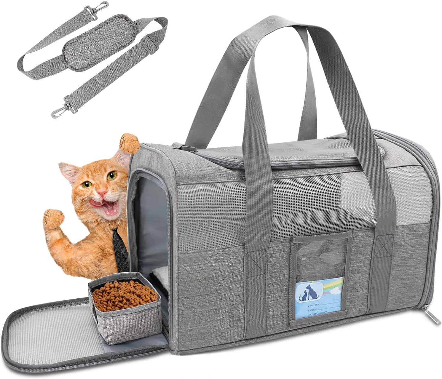 Airline-Approved Pet Carrier for Medium and Small Cats and Dogs, Soft TSA-Compliant Carrier for Pets Up to 15 lbs, Black