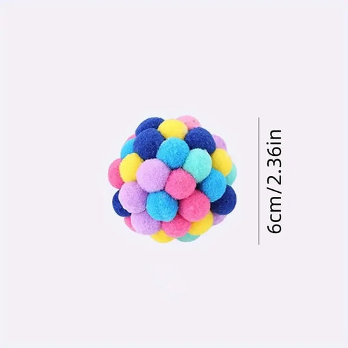1 to 3 Pieces of Colorful Plush Cat Ball Toys with Elastic Bell for Engaging Playtime