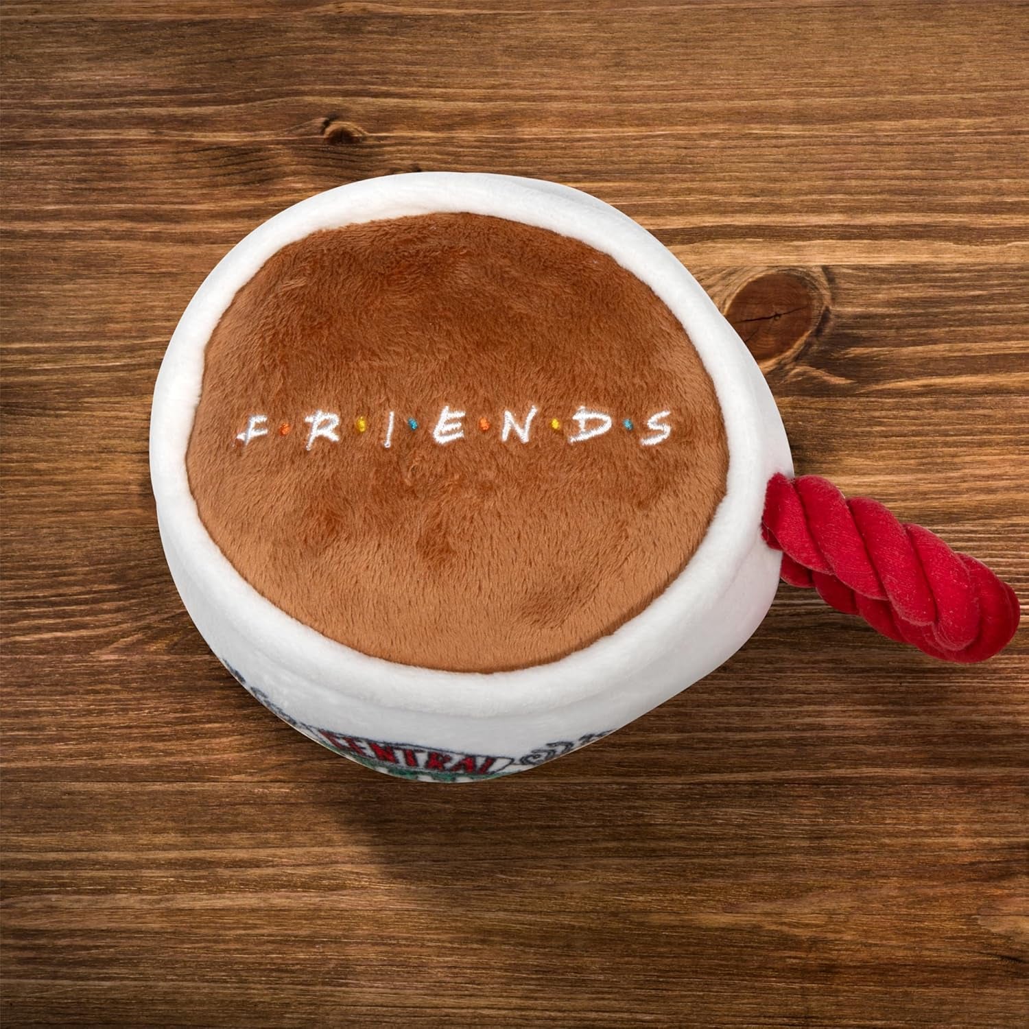 Central Perk Coffee Mug Plush Dog Toy with Rope Handle | Soft Squeaky Toy for Dogs | Stuffed Dog Toy with Squeaker for Enhanced Playtime, Friends Collectible