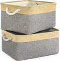 Large Collapsible Storage Bins - 3 Pack 14x10x7 Inch Fabric Organizers for Closet, Shelf, and Toy Storage (Grey & Gold)
