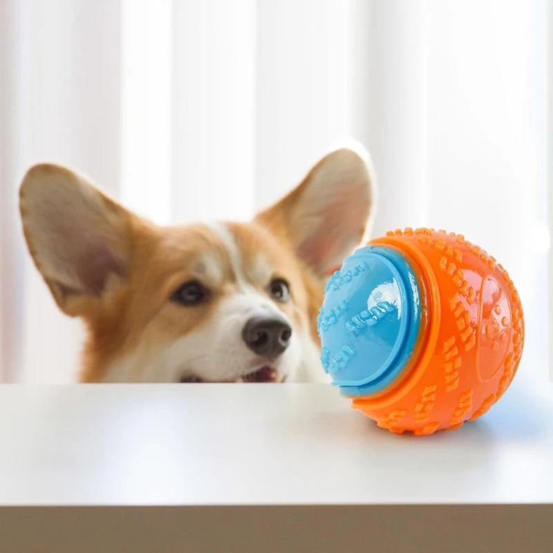 Durable Silicone Dog Chew Ball Toy for Dental Health and Training - Squeaky Bite-Resistant Puppy Toy