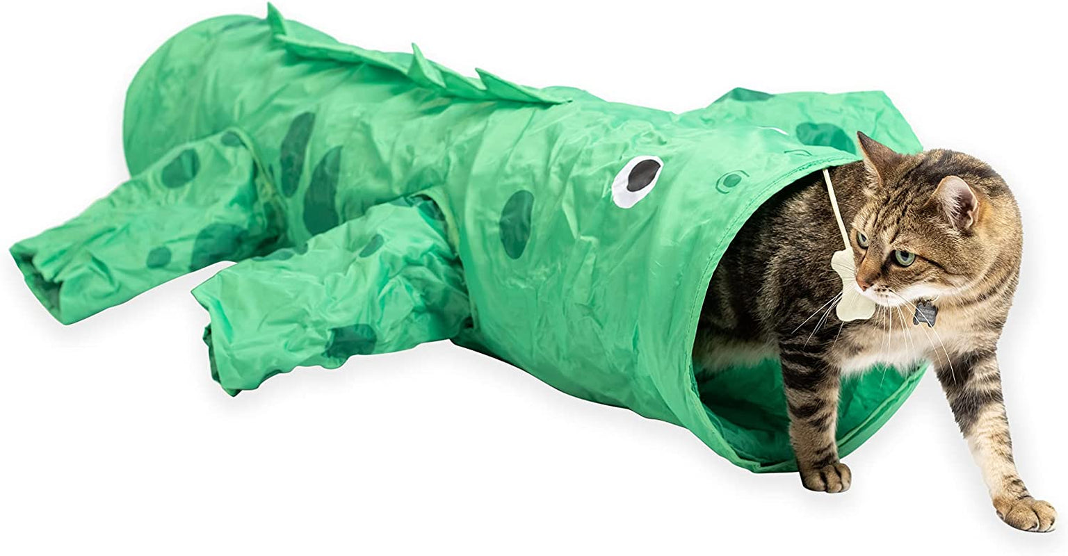 Magic Mewnicorn Multi-Purpose Cat Tunnel with Crinkle Feather String for Dogs, Cats, Rabbits, Kittens, and Guinea Pigs – Ideal for Hiding, Hunting, and Resting