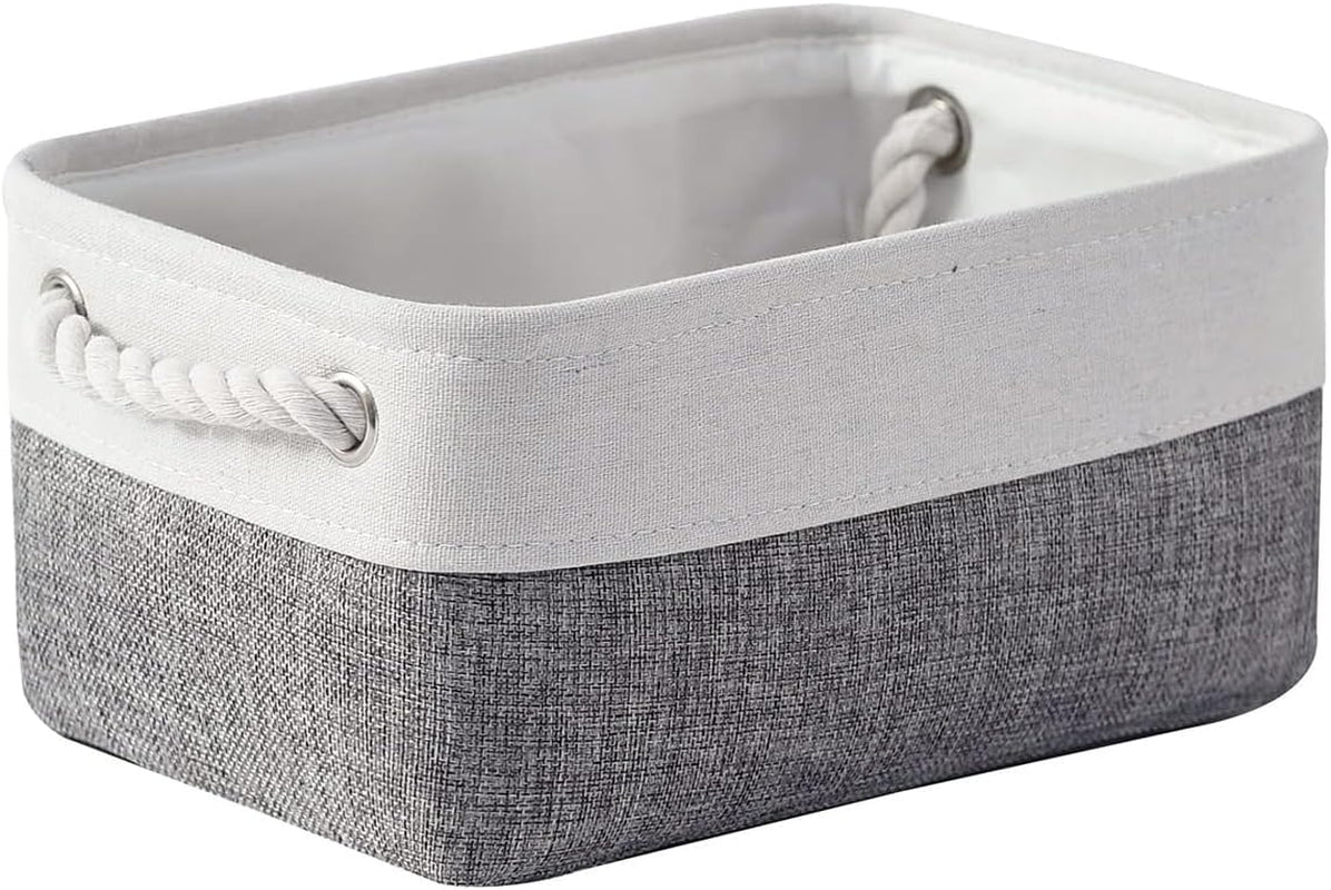 Large Collapsible Storage Bins - 3 Pack 14x10x7 Inch Fabric Organizers for Closet, Shelf, and Toy Storage (Grey & Gold)