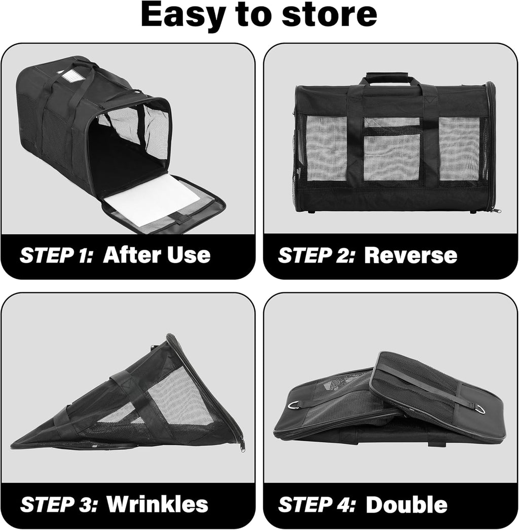 Soft-Sided Portable Pet Travel Carrier for Cats and Small Dogs (Up to 17 lbs) - Collapsible, Durable, Airline Approved (Medium)