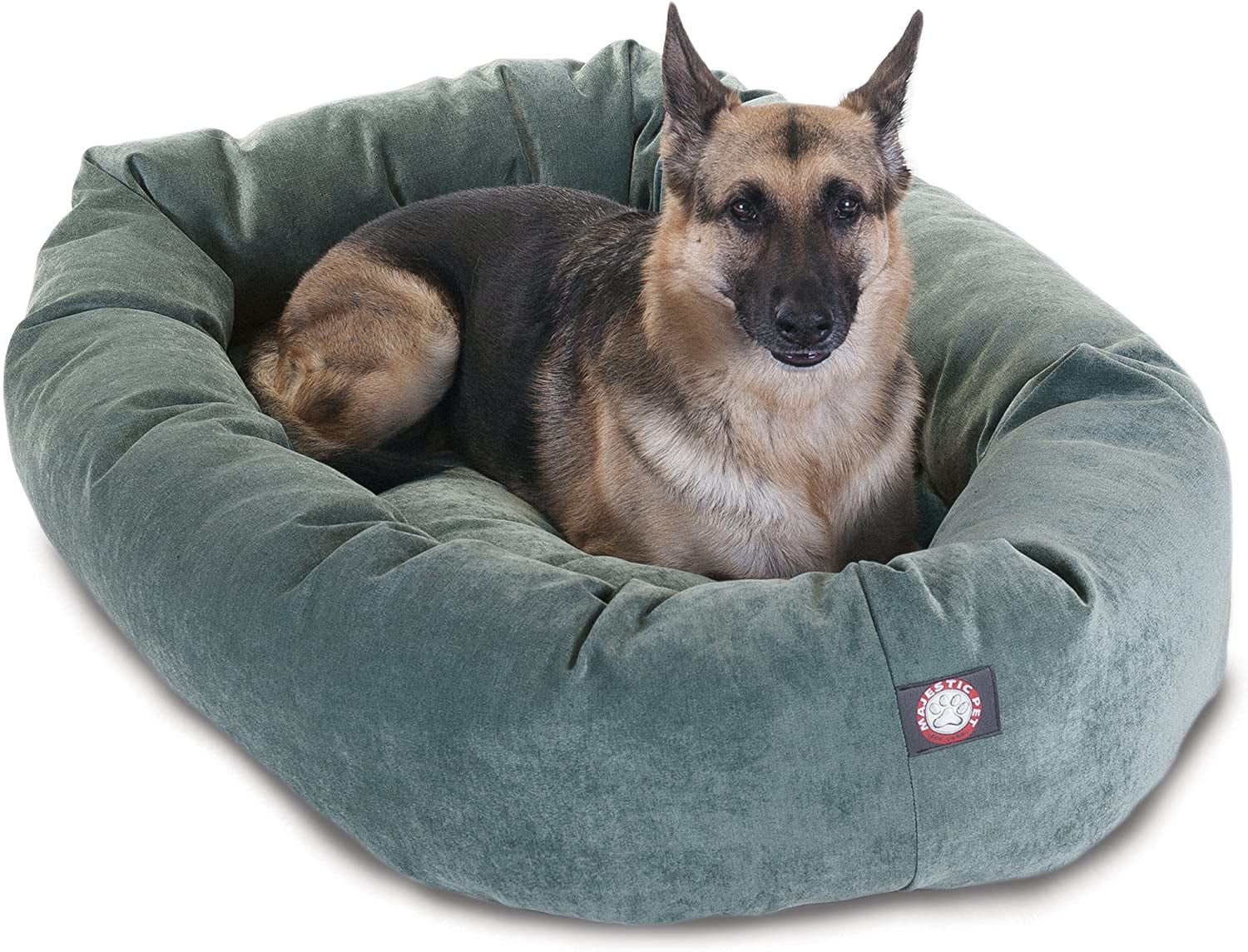 52-Inch Micro Velvet Calming Dog Bed - Washable Cozy Round Bed with Head Support Spine - Fluffy Donut Puppy Mat (52X35X11 Inches) X-Large - Azure