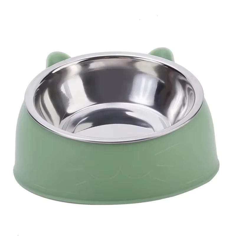 Stainless Steel Inclined Cat and Dog Feeding Bowl - Creative Design for Pets