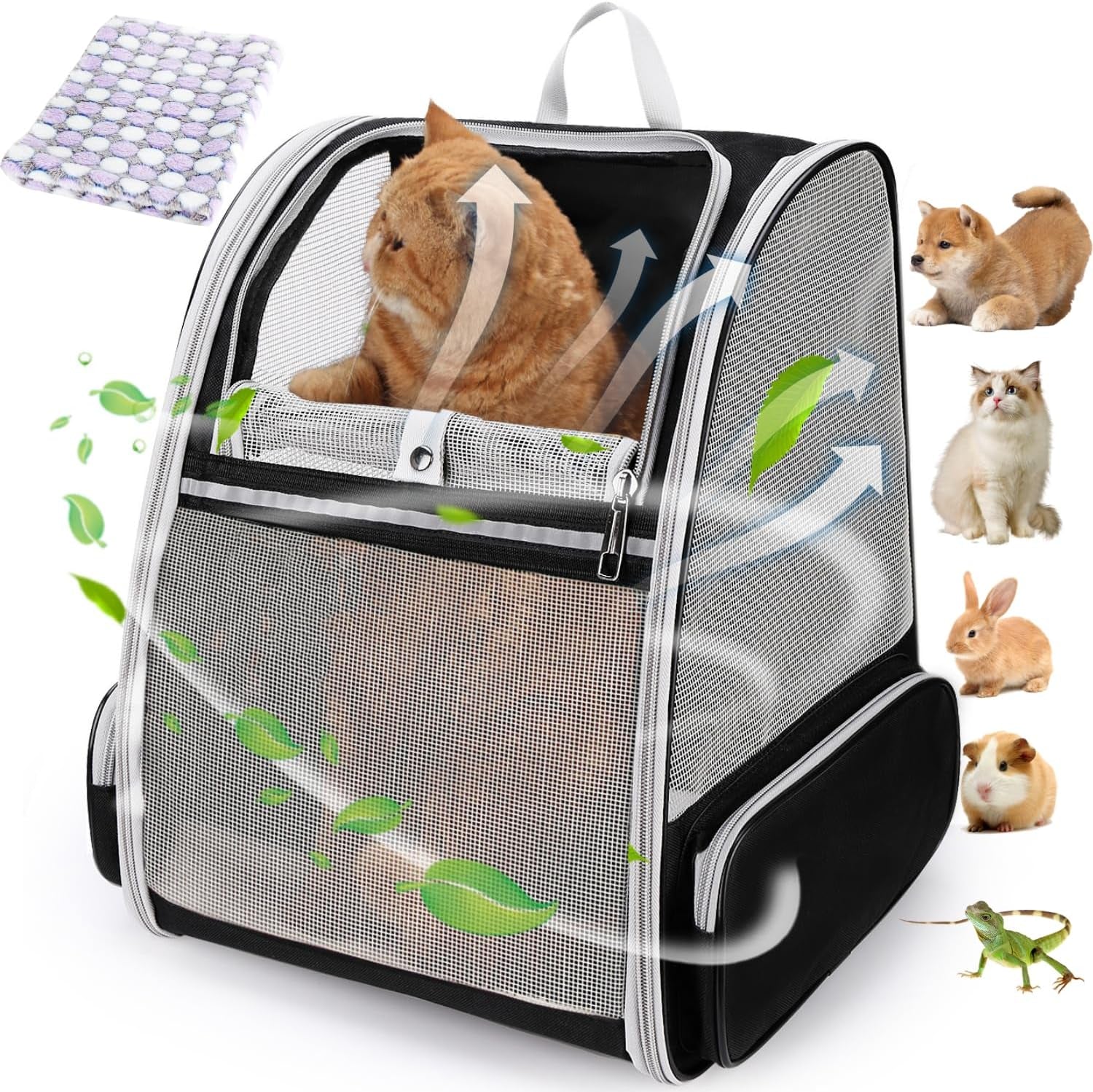Pet Rolling Carrier Backpack for Dogs and Cats - Travel Bag with Wheels (Grey)