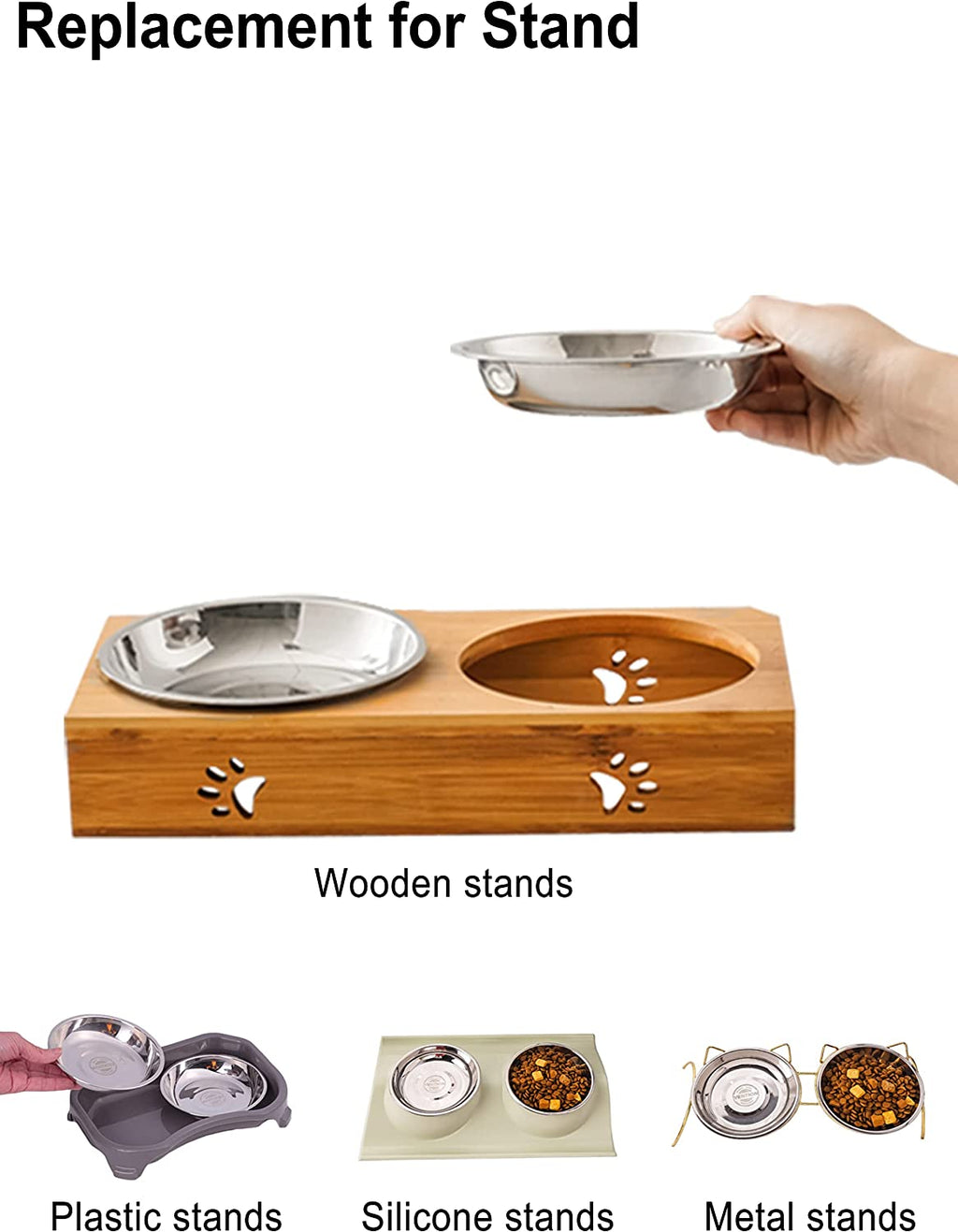 Set of 4 Stainless Steel Cat Food Bowls for Raised Stations, 5.8-Inch Diameter, Designed to Prevent Whisker Fatigue, 10.8 Fl. Oz Capacity, Ideal for Indoor Cats