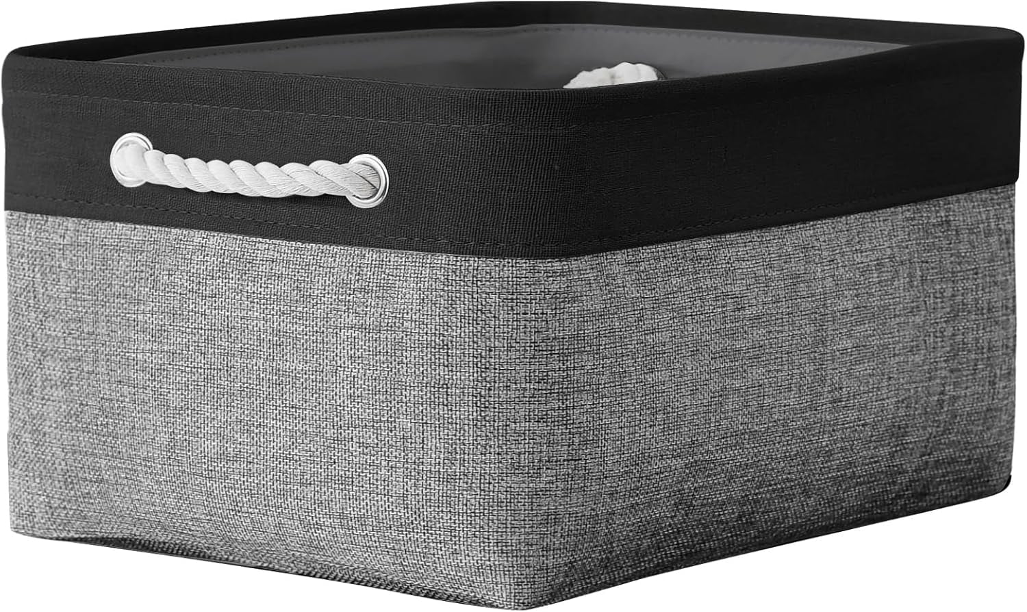 Large Collapsible Storage Bins - 3 Pack 14x10x7 Inch Fabric Organizers for Closet, Shelf, and Toy Storage (Grey & Gold)