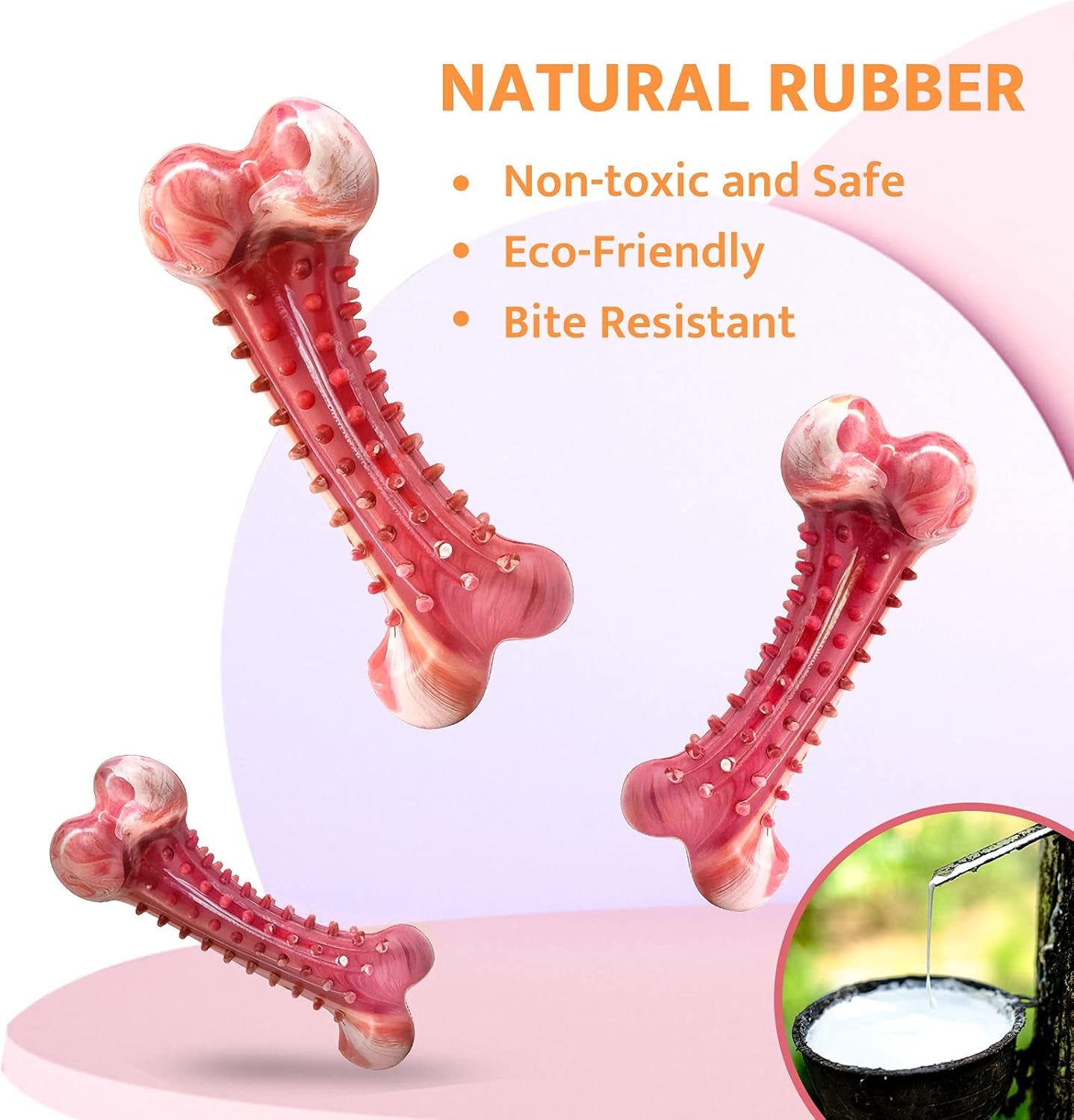 Durable Non-Toxic Natural Rubber Dog Bone Chew Toy for Aggressive Chewers - Interactive Teeth Cleaning and Teething Solution for Medium to Large Dogs with Beef Flavor