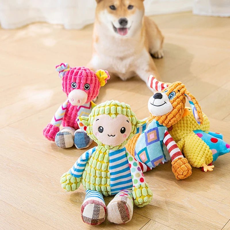 Interactive Plush Pet Puzzle Toy for Dogs and Cats - Durable, Squeaky, and Teeth-Cleaning Chew Toy