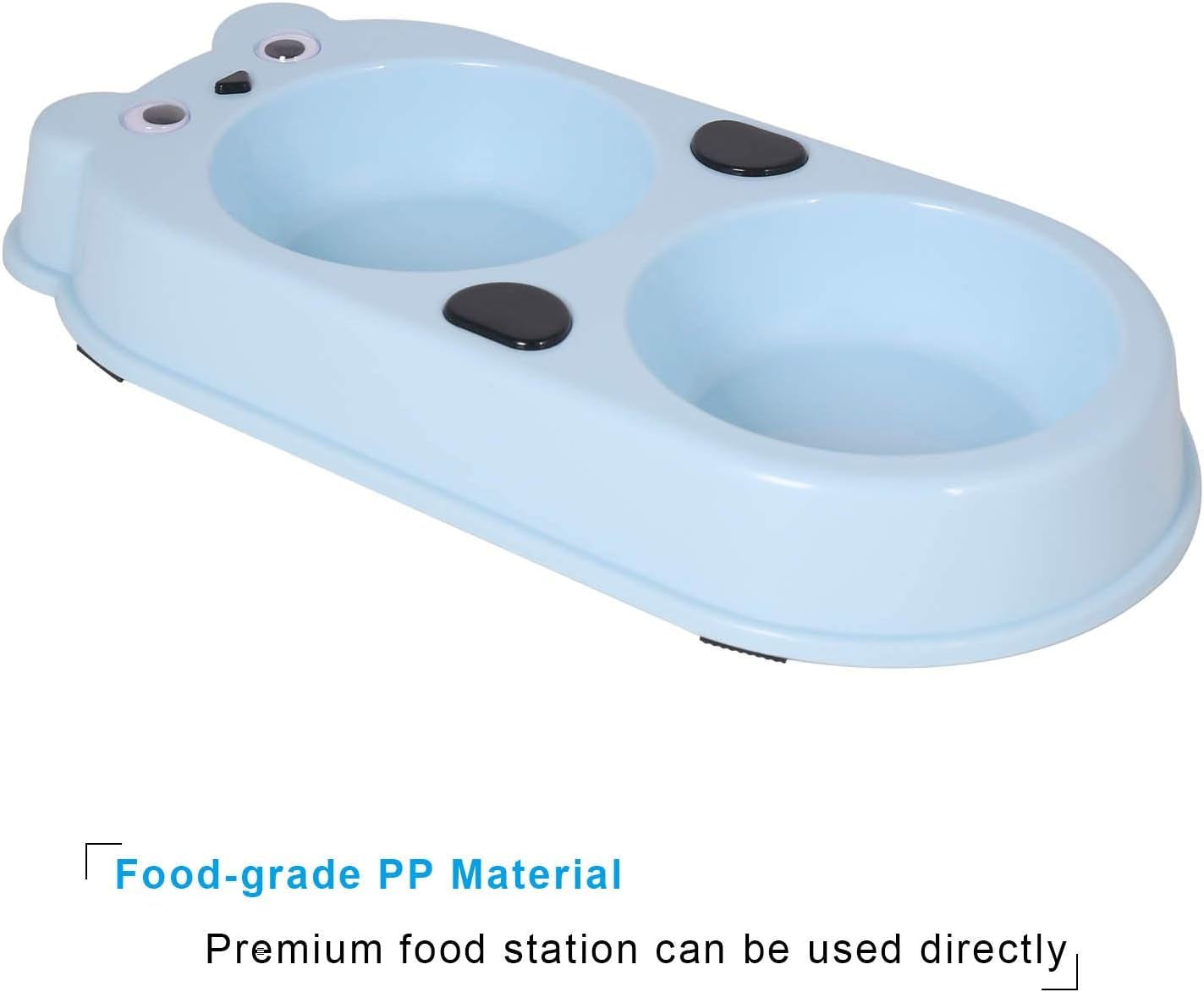 Premium Double Stainless Steel Pet Bowls for Dogs and Cats - Stylish Food and Water Feeder (Blue)