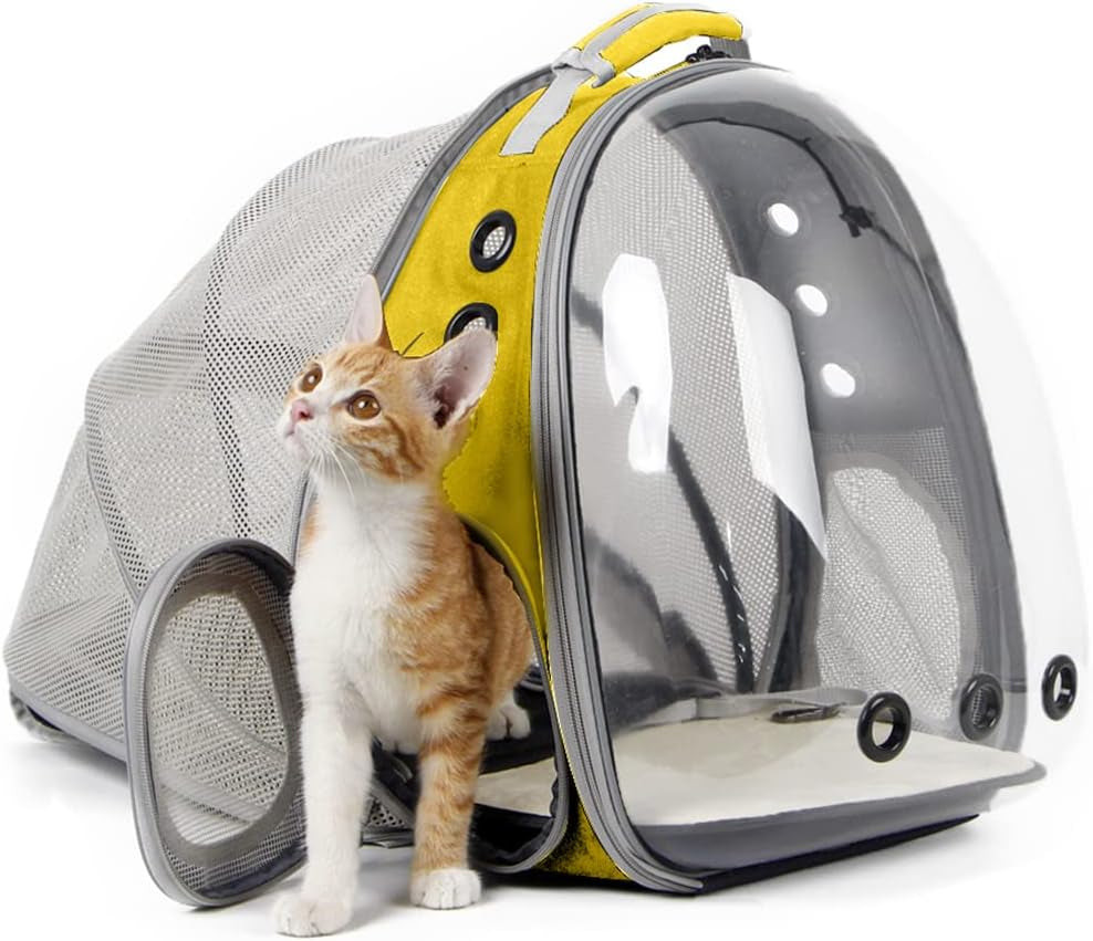 Professional Cat Bubble Backpack with Fan - Space Capsule Clear Window Pet Travel Carrier for Cats and Small Dogs (up to 12 lbs)