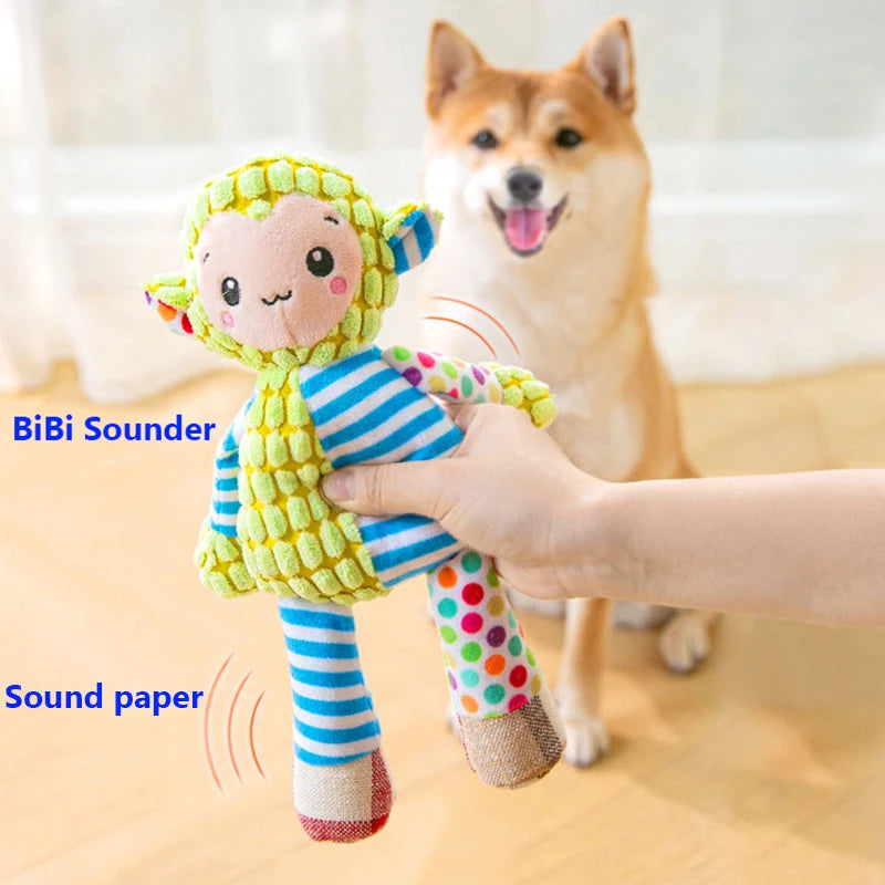 Interactive Plush Pet Toy for Dogs and Cats - Bite-Resistant Squeaky Puzzle Toy for Teeth Cleaning and Chewing