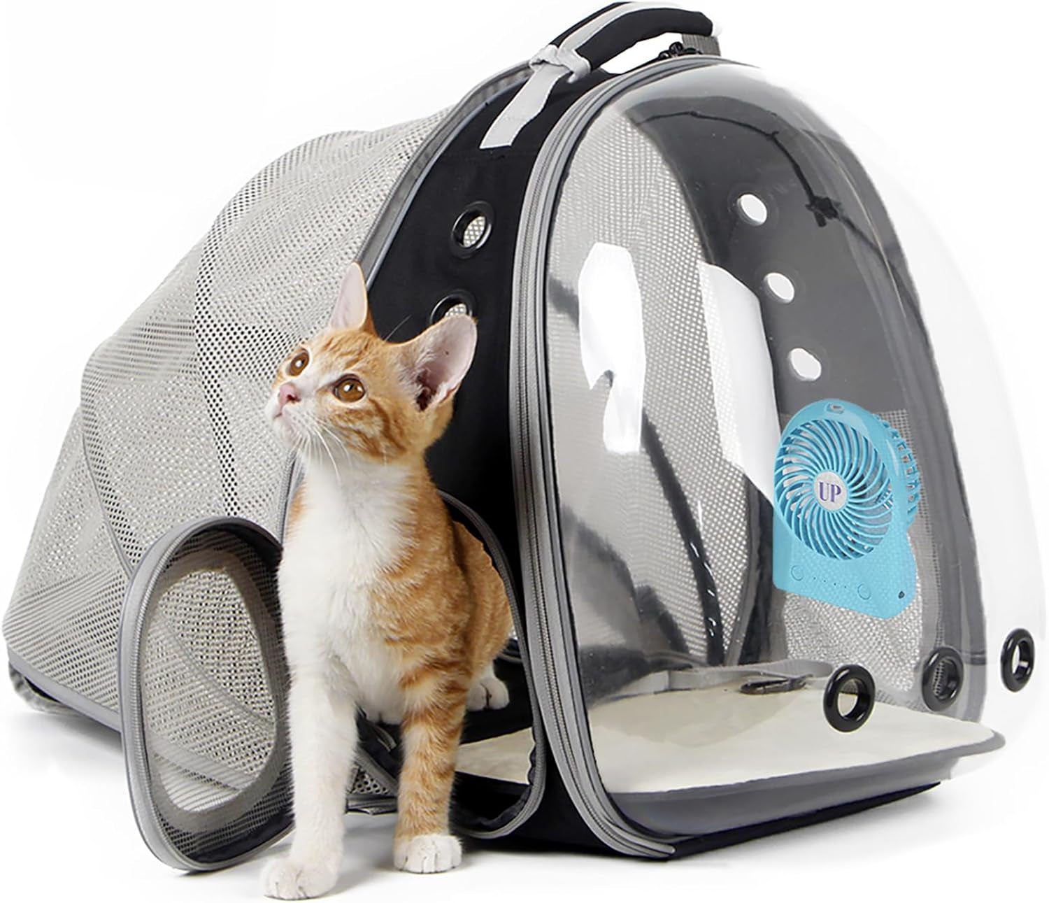 Professional Cat Bubble Backpack with Fan - Space Capsule Clear Window Pet Travel Carrier for Cats and Small Dogs (up to 12 lbs)