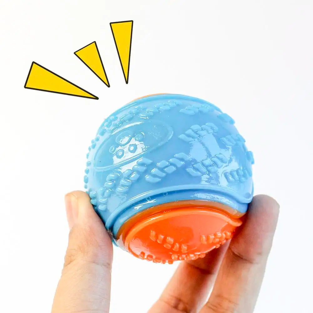 Durable Silicone Dog Chew Ball Toy for Dental Health and Training - Squeaky Bite-Resistant Puppy Toy