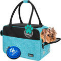 Soft-Sided Pet Carrier for Small Dogs and Cats, TSA Approved Travel Tote with Ventilation, Pockets, and Shoulder Strap, Includes Bed, Max Weight 12 lbs, Turquoise