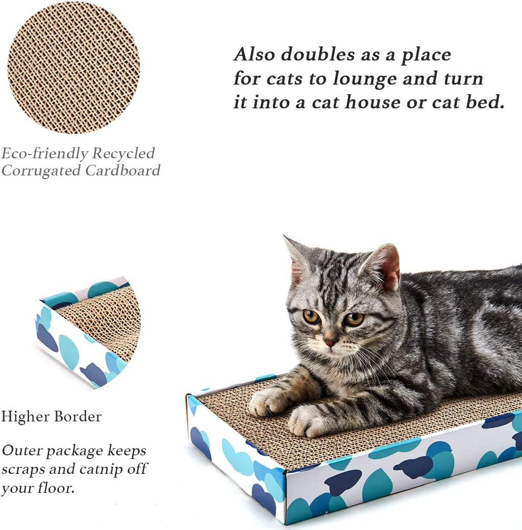 Reversible Cardboard Cat Scratcher Pad with Catnip - Corrugated Scratching Board and Bed