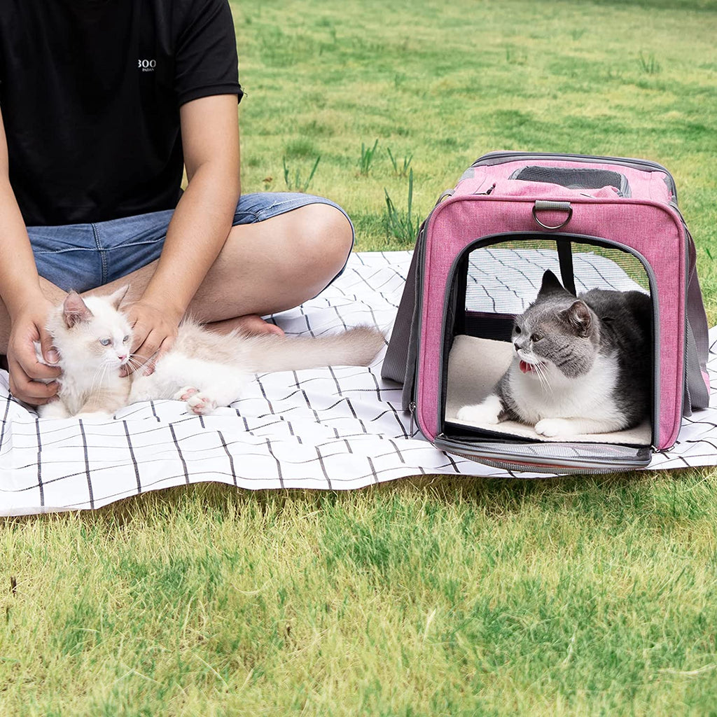 Premium Soft-Sided Pet Carrier for Large and Medium Cats and Puppies, Ideal for Travel with Privacy Protection