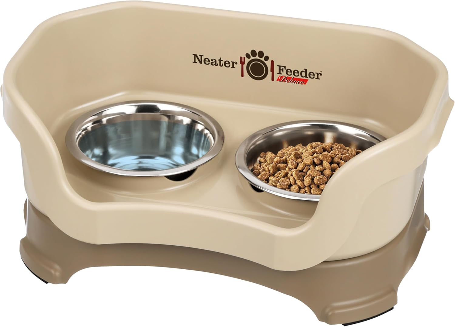 Neater Feeder Deluxe Elevated Dog Bowl Set for Medium Dogs (19-40 lbs) - Made in USA, Spill-Proof Feeding Station, Gunmetal Finish