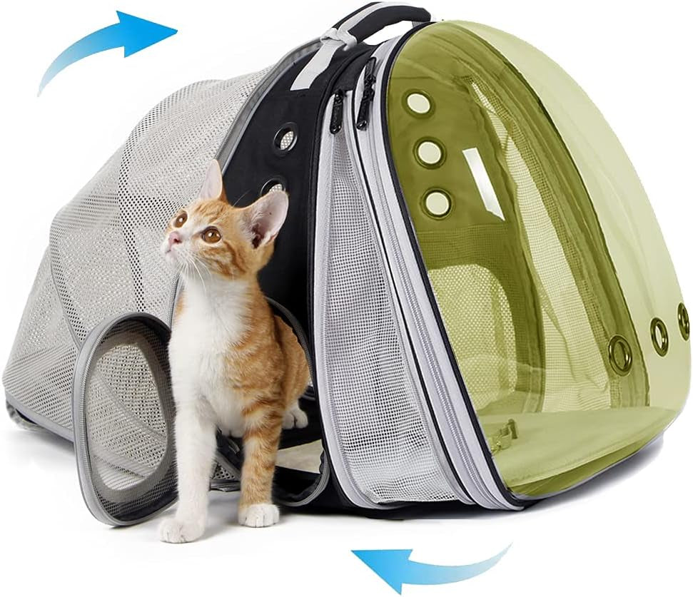 Expandable Polarized Cat Backpack Carrier for Pets up to 20 lbs - Versatile Front and Back Space Capsule Design for Cats and Small Dogs, Ideal for Hiking and Travel