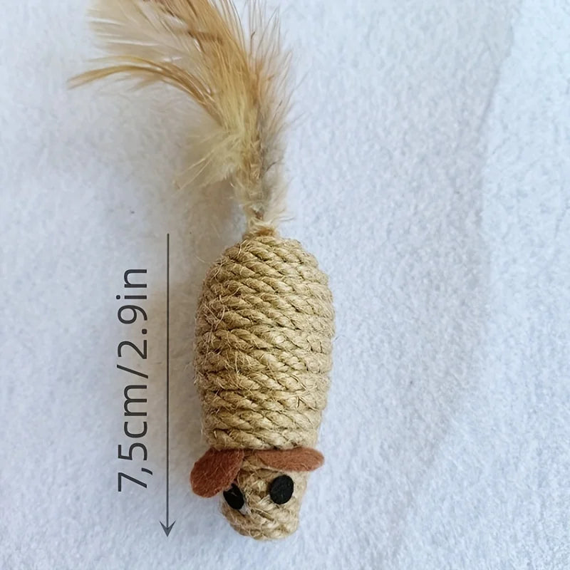 Sisal Cat Toy Set - Bite-Resistant Plush Simulation Mice for Interactive Play and Self-Entertainment
