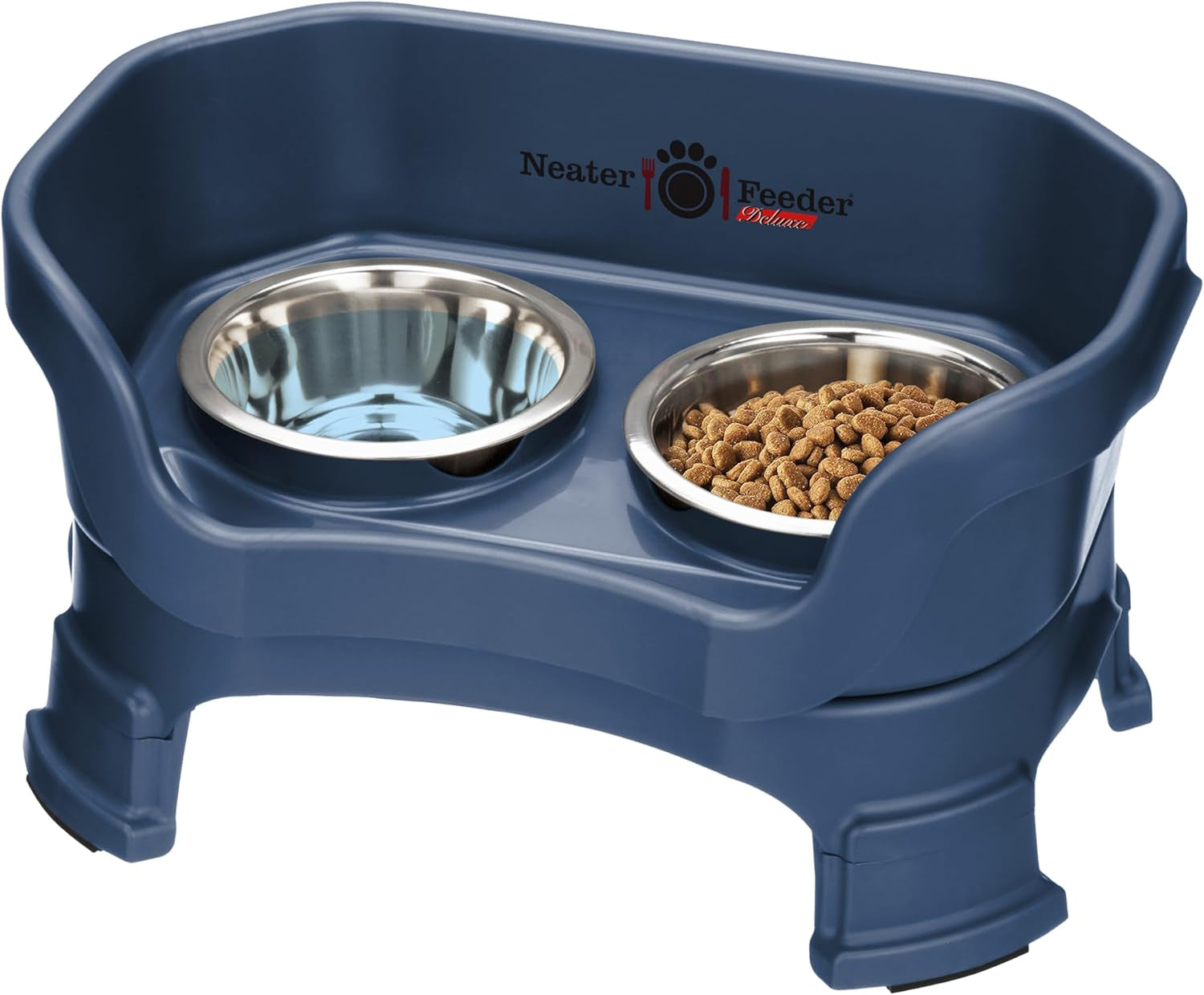 Neater Feeder Deluxe Elevated Cat Bowls with Adjustable Heights (6” & 7.5”), No-Spill Raised Stand, Whisker-Friendly Stainless Steel Dishes, Made in USA, Bronze Finish