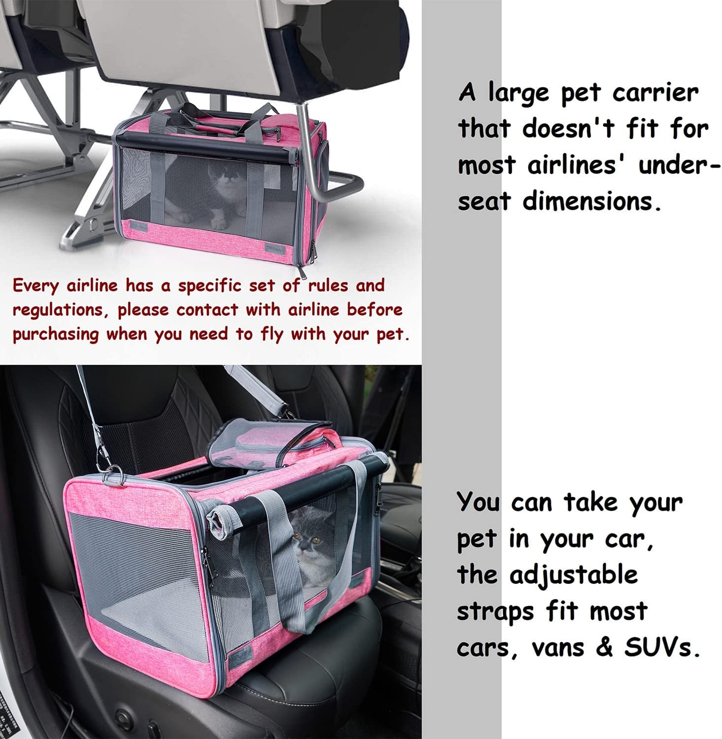 Premium Soft-Sided Pet Carrier for Large and Medium Cats and Puppies, Ideal for Travel with Privacy Protection