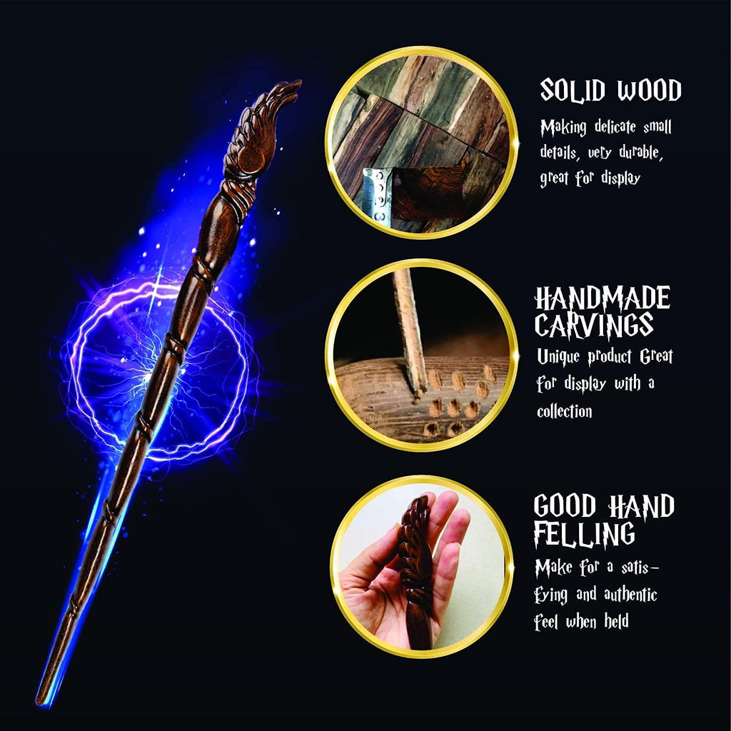 15-Inch Wooden Wizard Wand - Authentic Collectible Magic Wand for Cosplay and Special Occasions (S10)