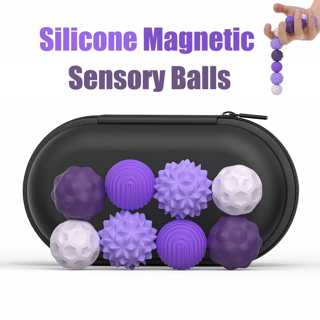 Magnetic Silicone Sensory Balls for Anxiety Relief and Stress Management - Fidget Toy for Kids and Adults