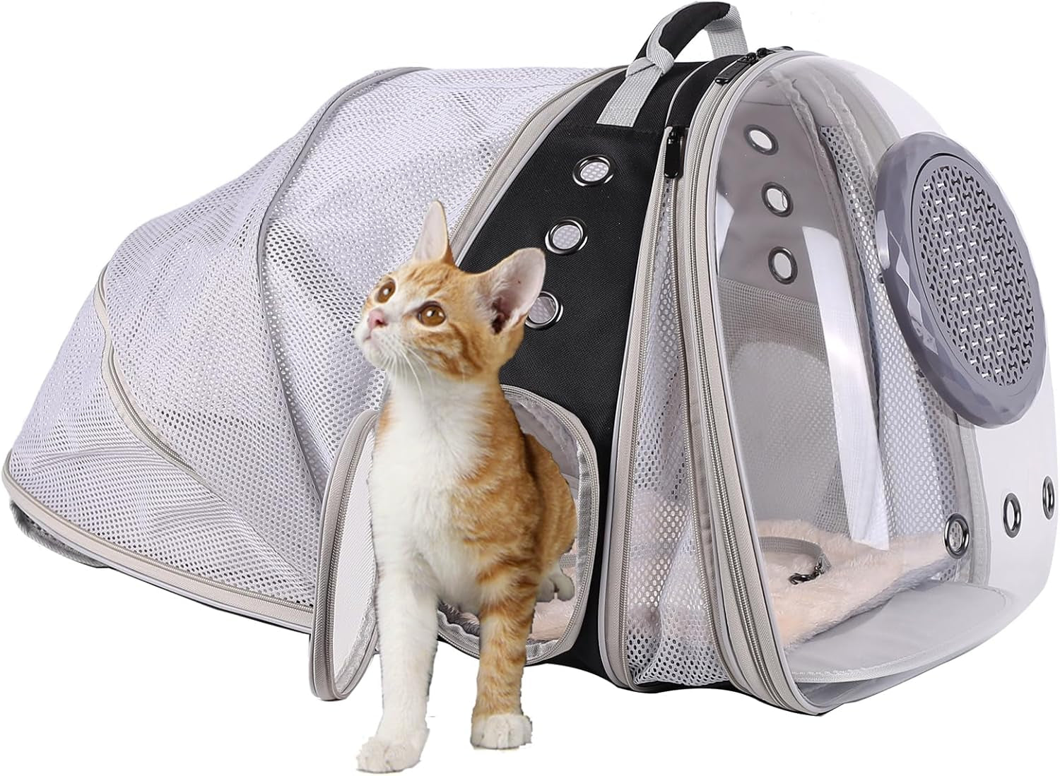 Expandable Polarized Cat Backpack Carrier for Pets up to 20 lbs - Versatile Front and Back Space Capsule Design for Cats and Small Dogs, Ideal for Hiking and Travel