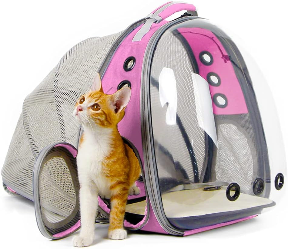 Professional Cat Bubble Backpack with Fan - Space Capsule Clear Window Pet Travel Carrier for Cats and Small Dogs (up to 12 lbs)