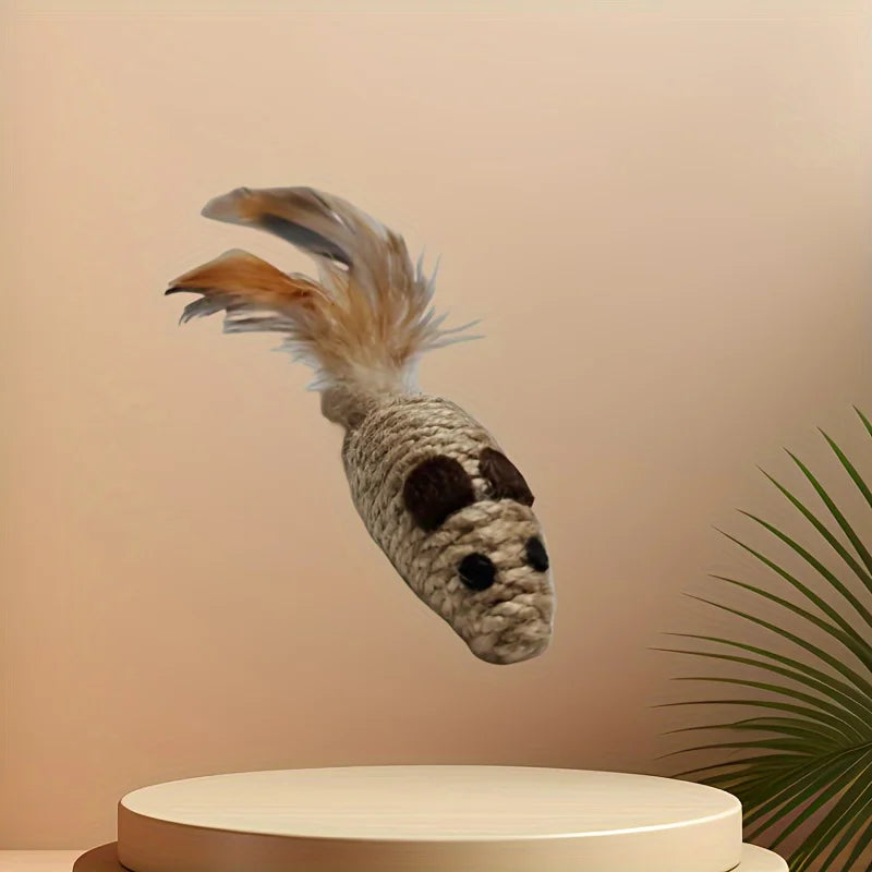 Sisal Cat Toy Set - Bite-Resistant Plush Simulation Mice for Interactive Play and Self-Entertainment