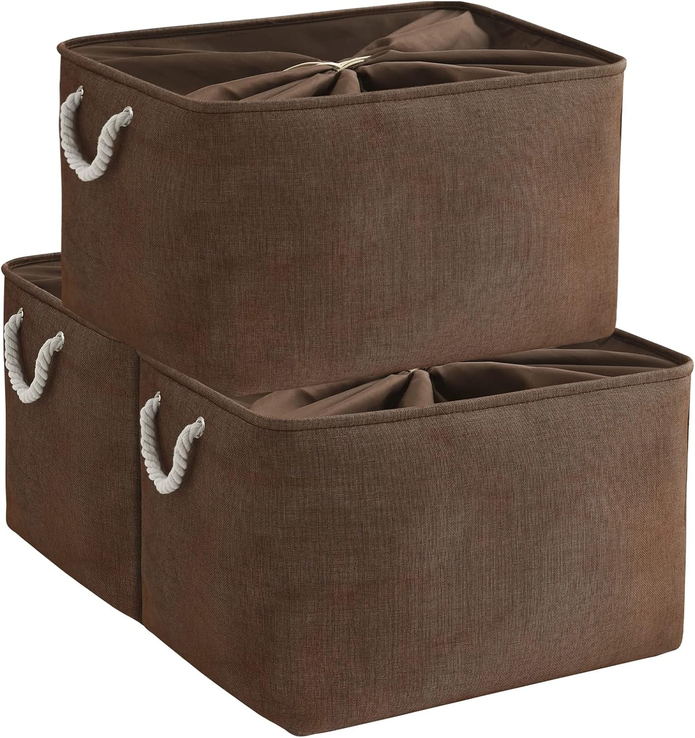 Large Collapsible Storage Bins - 3 Pack 14x10x7 Inch Fabric Organizers for Closet, Shelf, and Toy Storage (Grey & Gold)