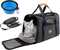 Portable Soft-Sided Cat Carrier Bag for Cats and Small Dogs, Airline Approved with Shoulder Strap, Removable Mat, and Pet Bowl