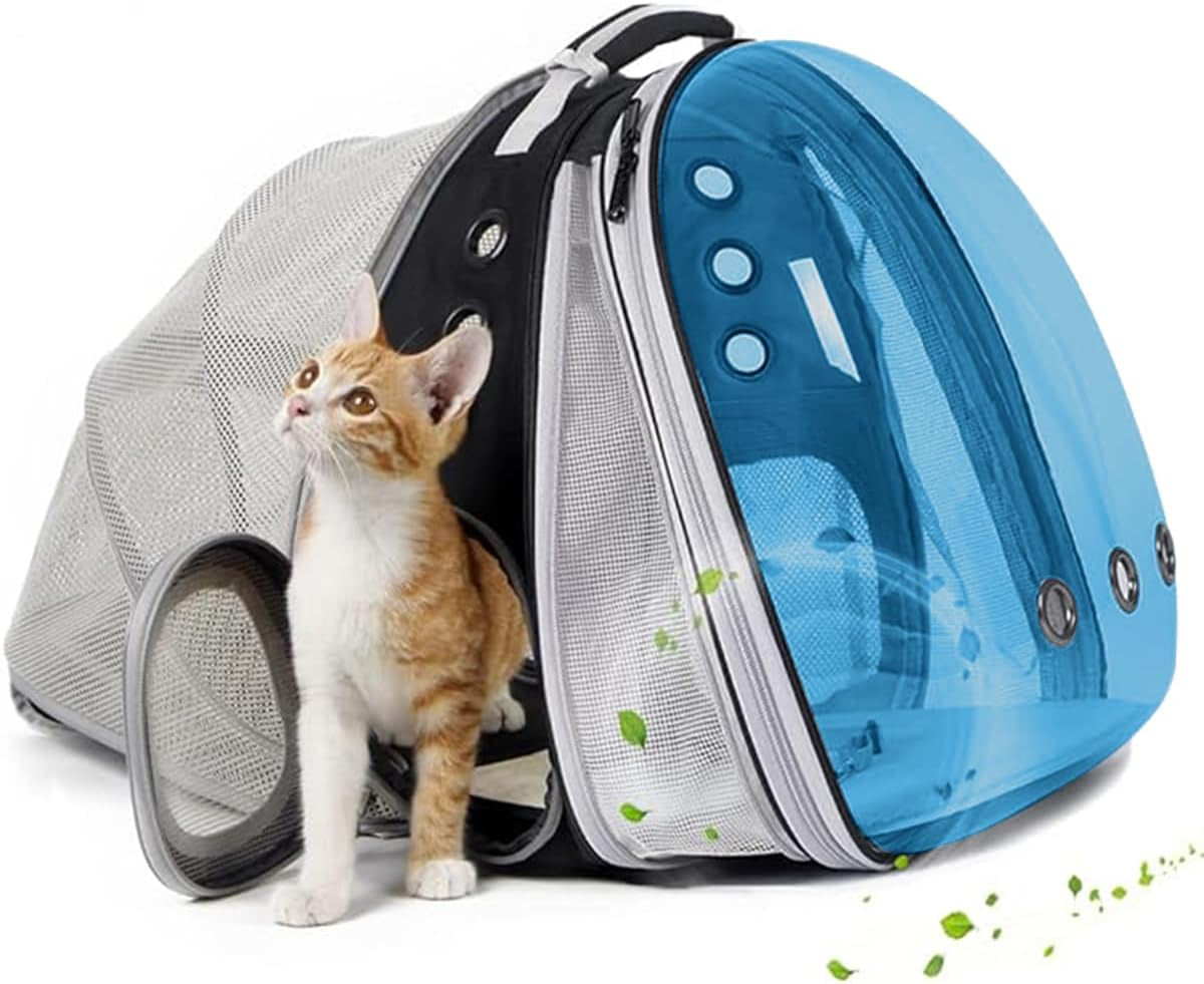 Expandable Polarized Cat Backpack Carrier for Pets up to 20 lbs - Versatile Front and Back Space Capsule Design for Cats and Small Dogs, Ideal for Hiking and Travel