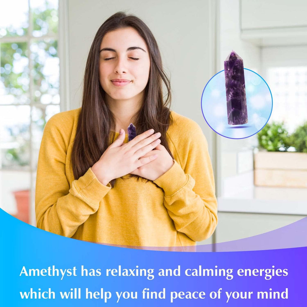 7-Piece Healing Crystal Wand Set | 2-Inch Amethyst, Rose Quartz, Clear Quartz, Black Obsidian, Green Fluorite, Lapis Lazuli, Rainbow Fluorite | Six Faceted Reiki Chakra Meditation Tools