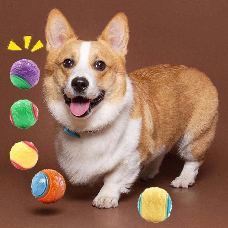 Durable Silicone Dog Chew Ball Toy for Dental Health and Training - Squeaky Bite-Resistant Puppy Toy