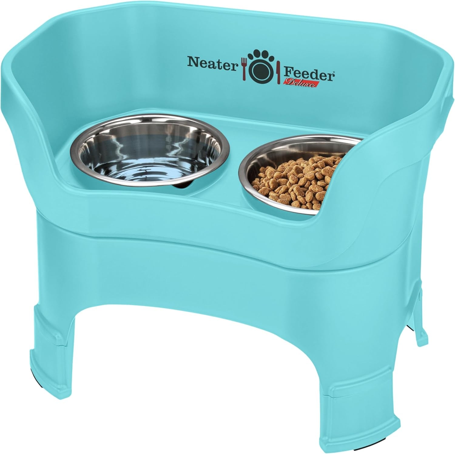 Neater Feeder Deluxe Elevated Cat Bowls with Adjustable Heights (6” & 7.5”), No-Spill Raised Stand, Whisker-Friendly Stainless Steel Dishes, Made in USA, Bronze Finish
